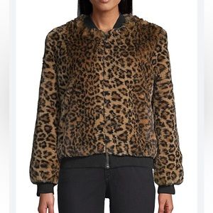 APPARIS AYESHA LEOPARD PRINT FAUX FUR BOMBER MEDIUM